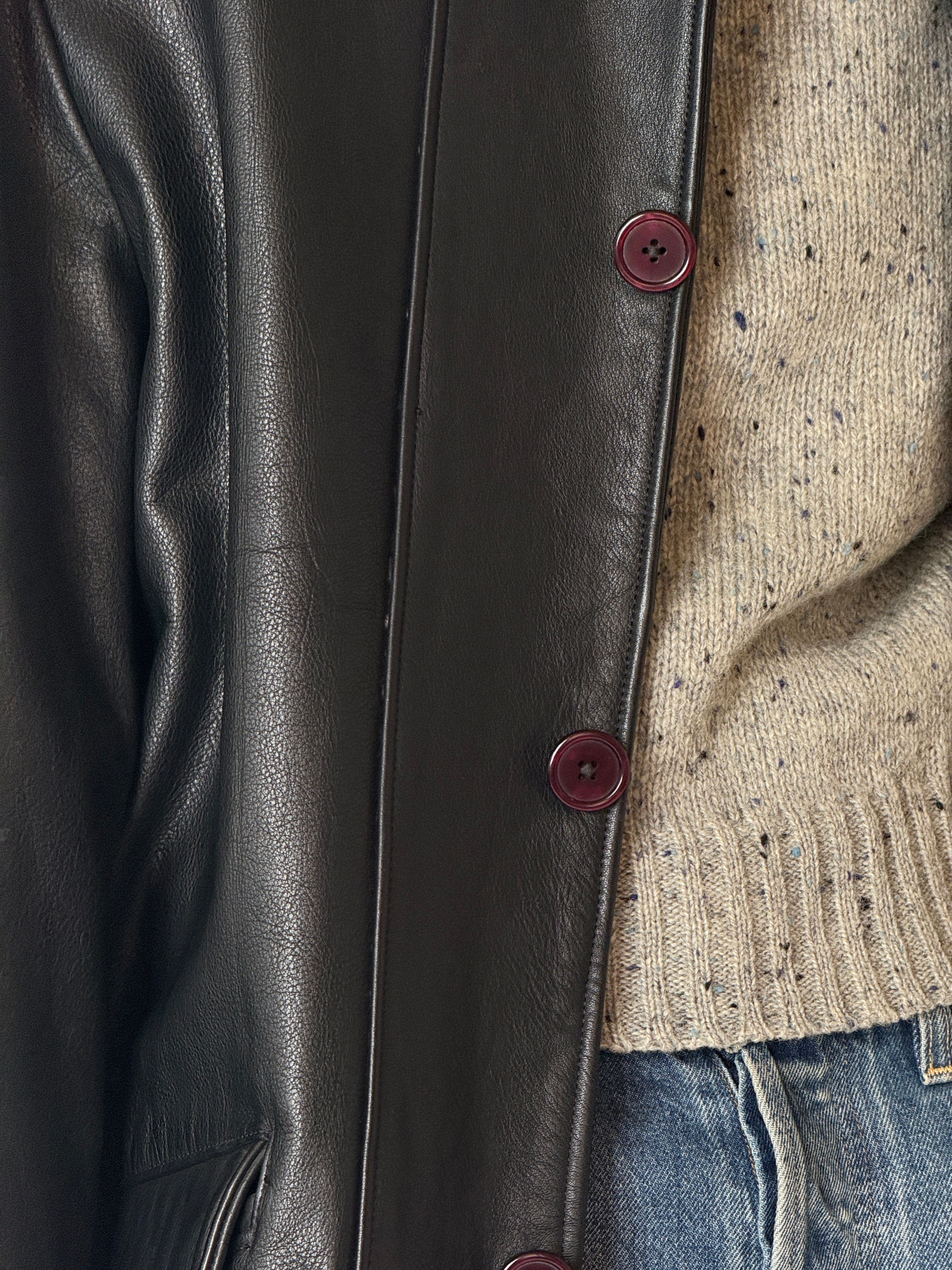 Vintage classic leather jacket with lived-in finish black