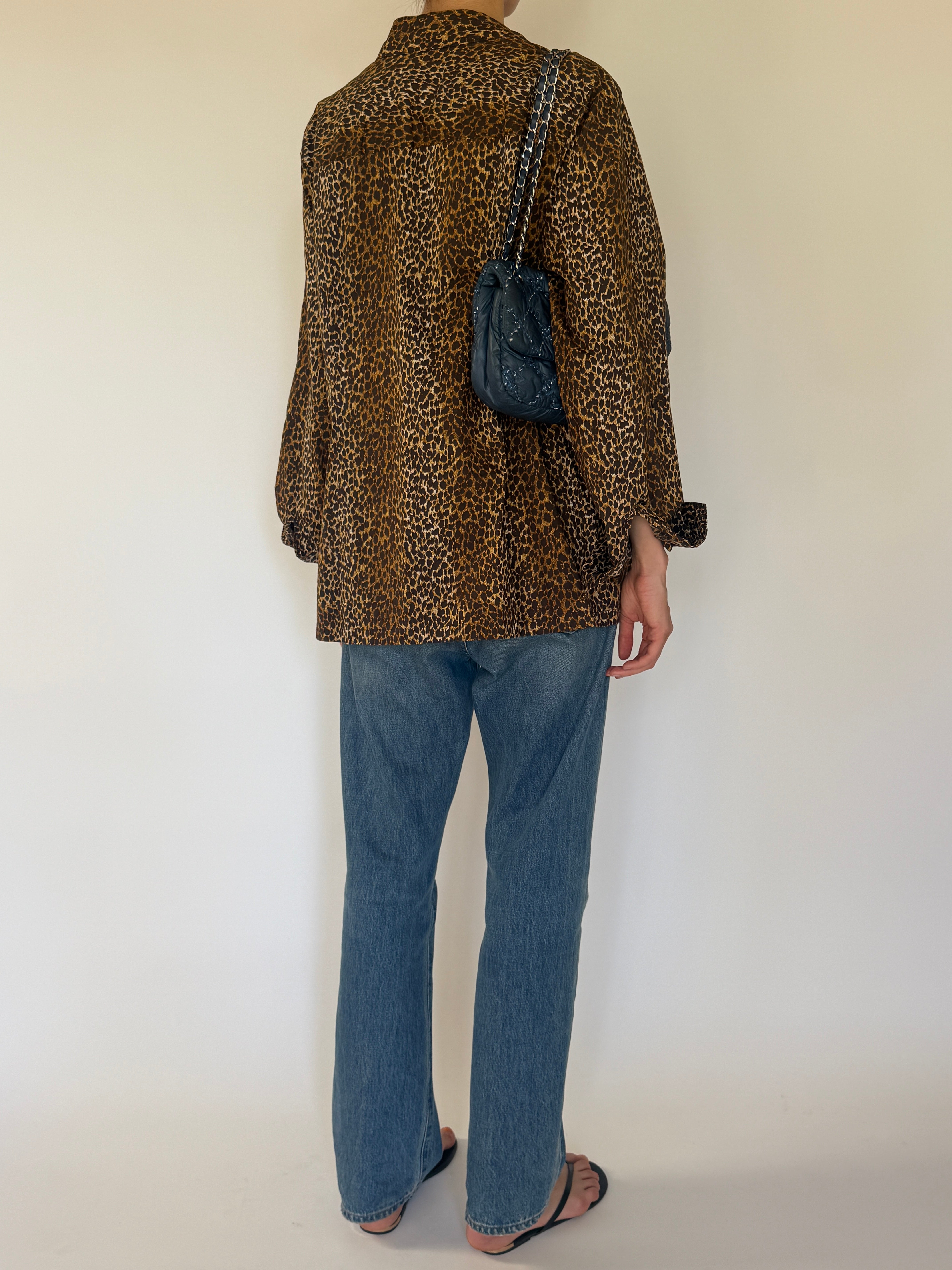 Vintage leopard print shirt back view oversized fit