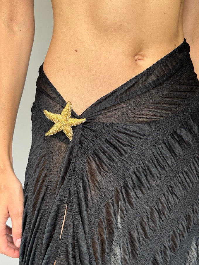 Vintage Beach Sarong Black