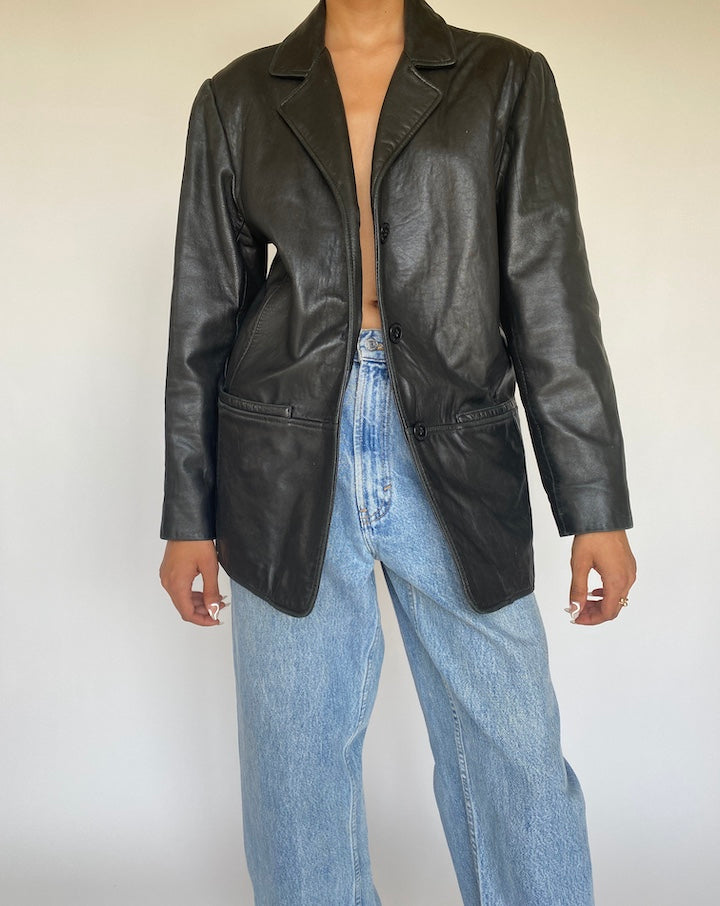 VINTAGE BLACK LEATHER JACKET 895