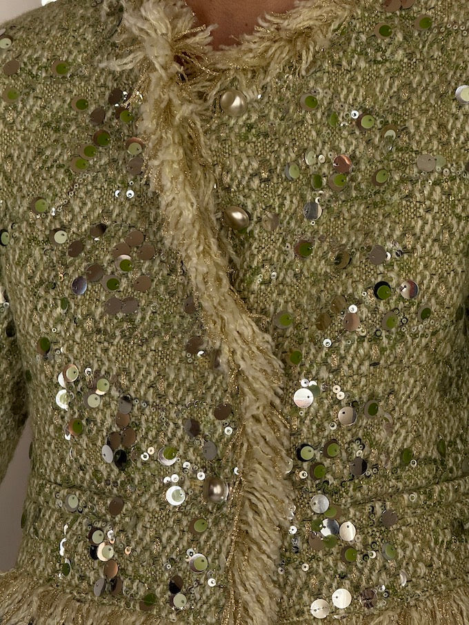 Sequin-Embellished Cropped Tweed Jacket 6582