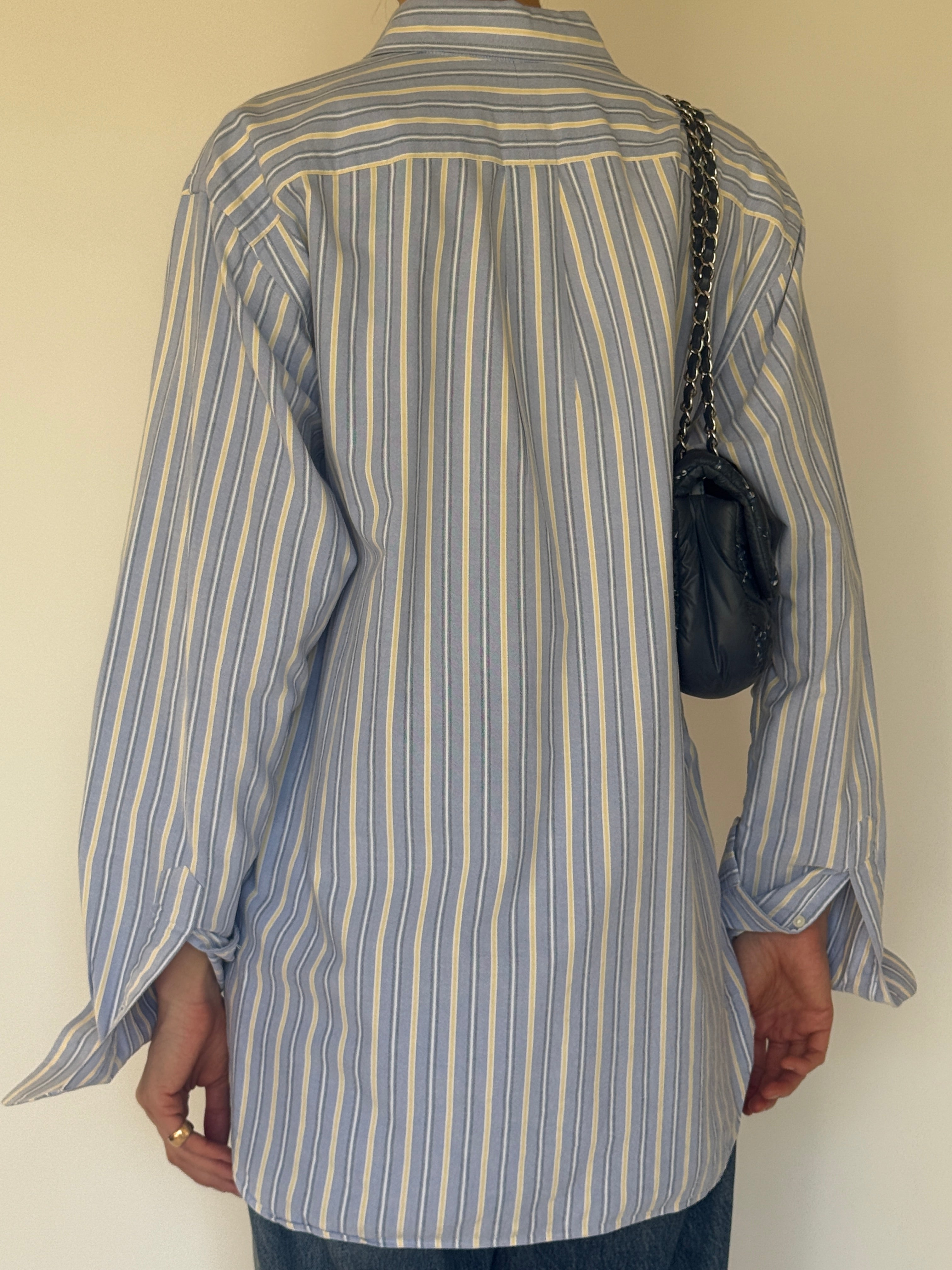 Vintage Polo Ralph Lauren blue striped shirt back view