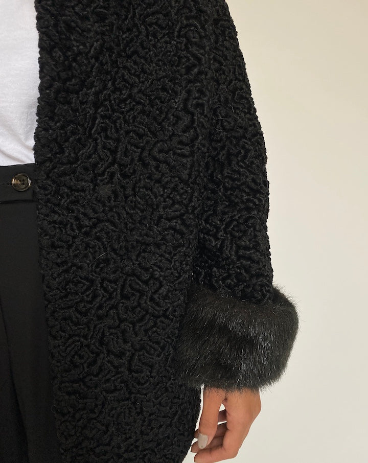 VINTAGE BLACK PERSIAN FUR COAT 2156
