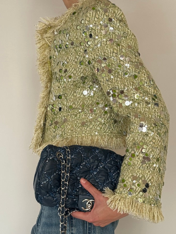 Sequin-Embellished Cropped Tweed Jacket 6582