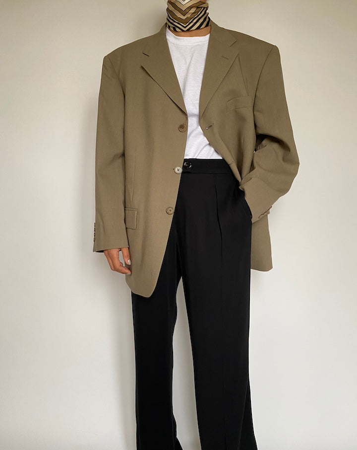 VINTAGE OVERSIZED BEIGE WOOL BLAZER 2159