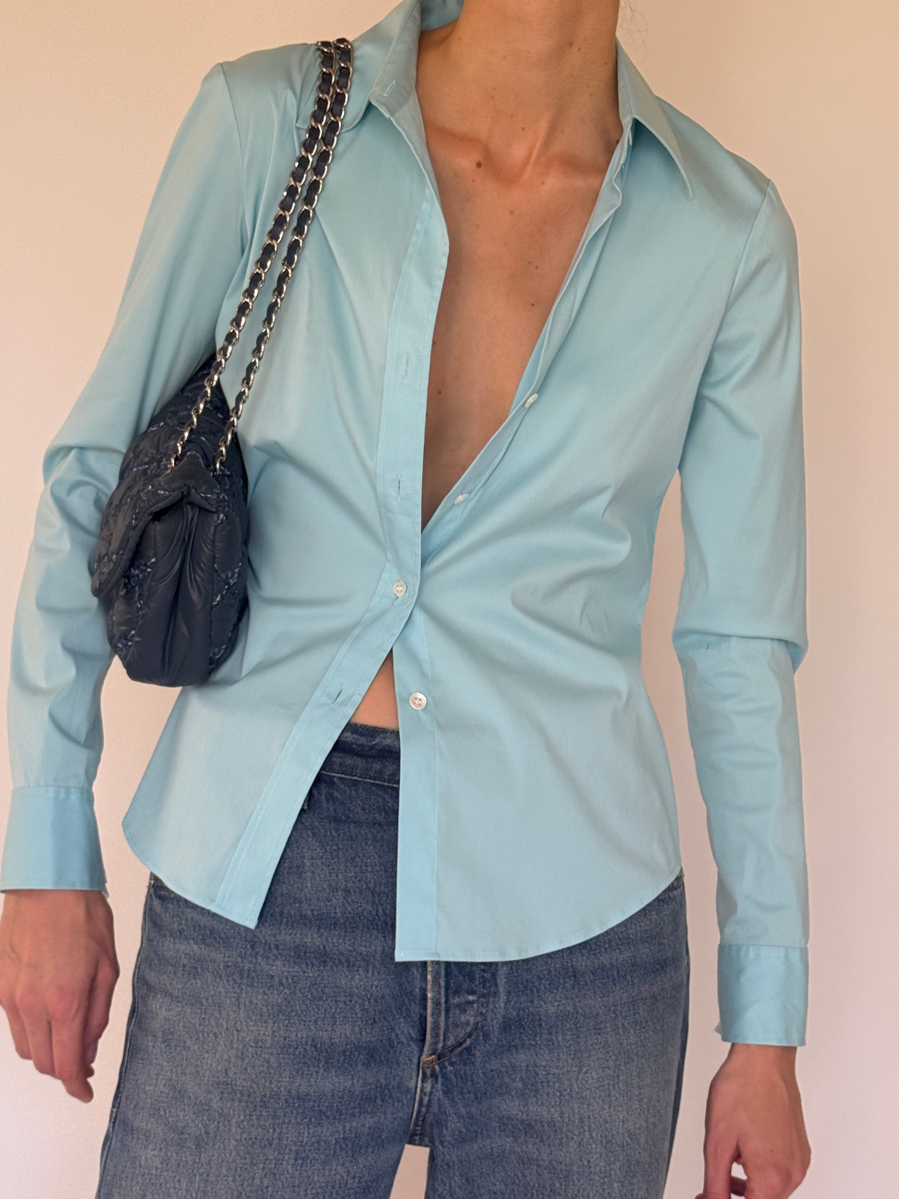 Vintage light blue button-down shirt front view