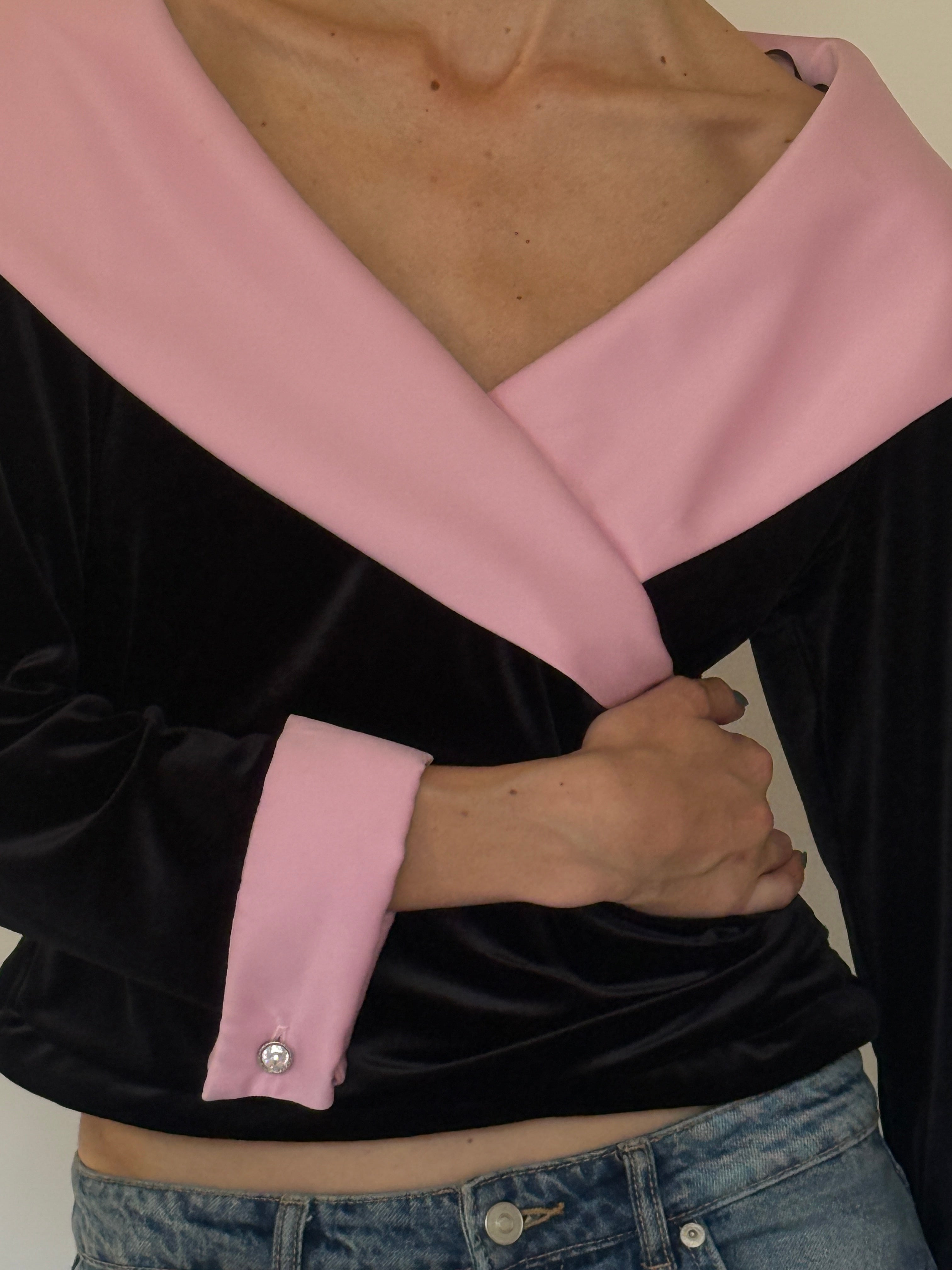 Vintage black velvet fabric close-up