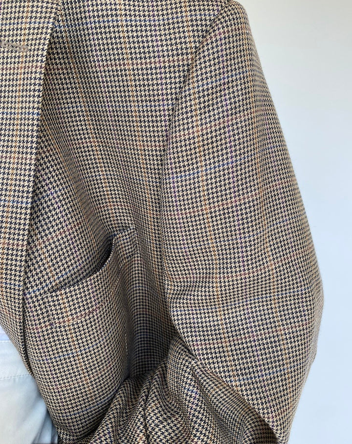 VINTAGE OVERSIZED BROWN HOUNDSTOOTH BLAZER 3272