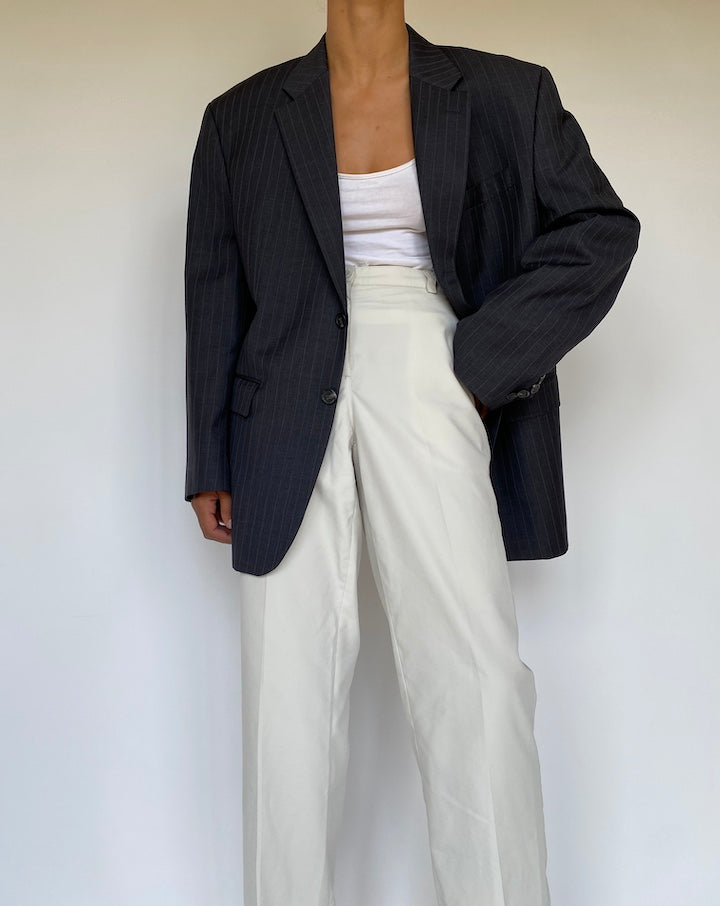 VINTAGE GREY PINSTRIPED RALPH LAUREN BLAZER 3273