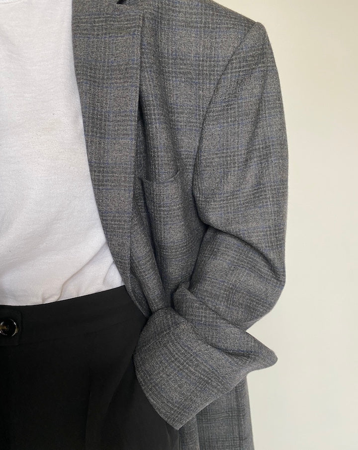 VINTAGE OVERSIZED WOOL CHECKED BLAZER 2161