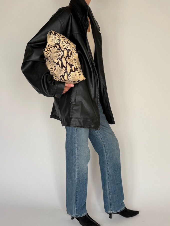 Vintage Oversized Leather Jacket Black 6585