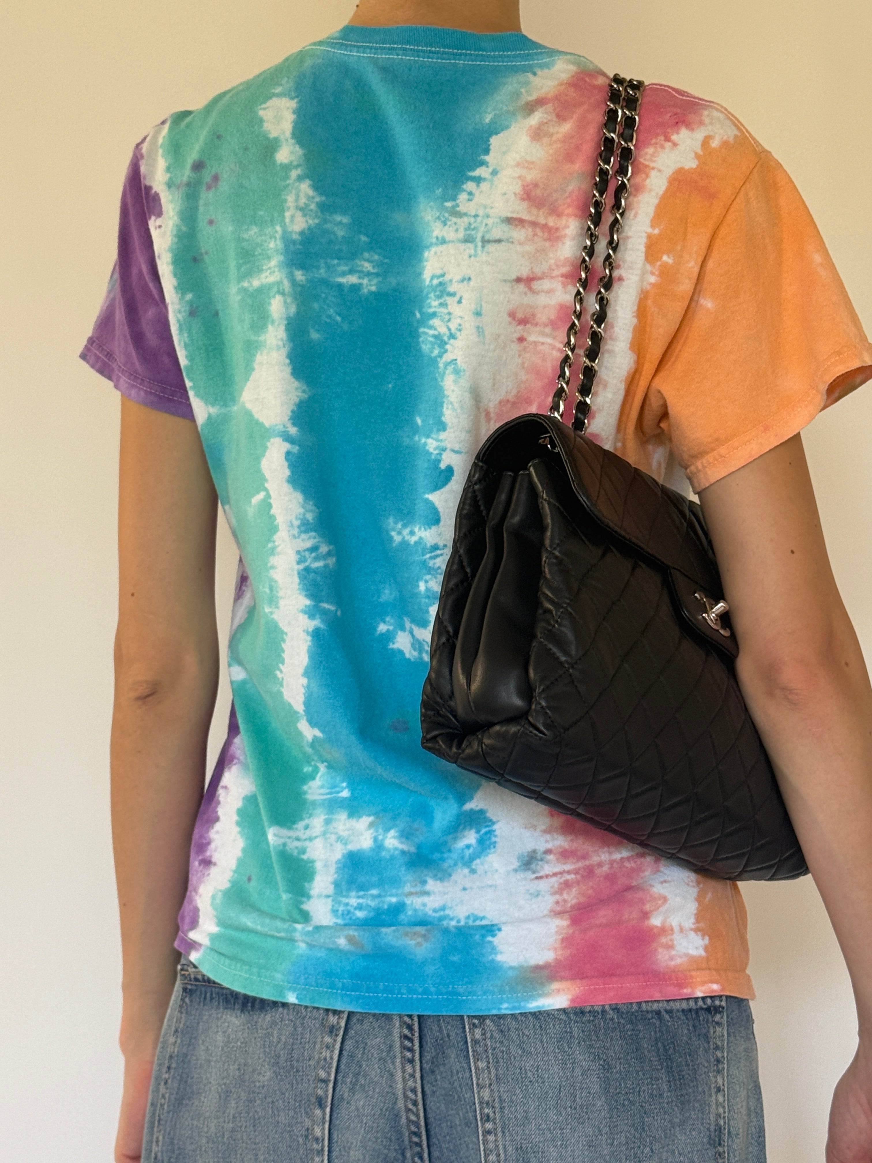 VINTAGE TIE-DYE T-SHIRT IN BLUE, PINK, GREEN & WHITE