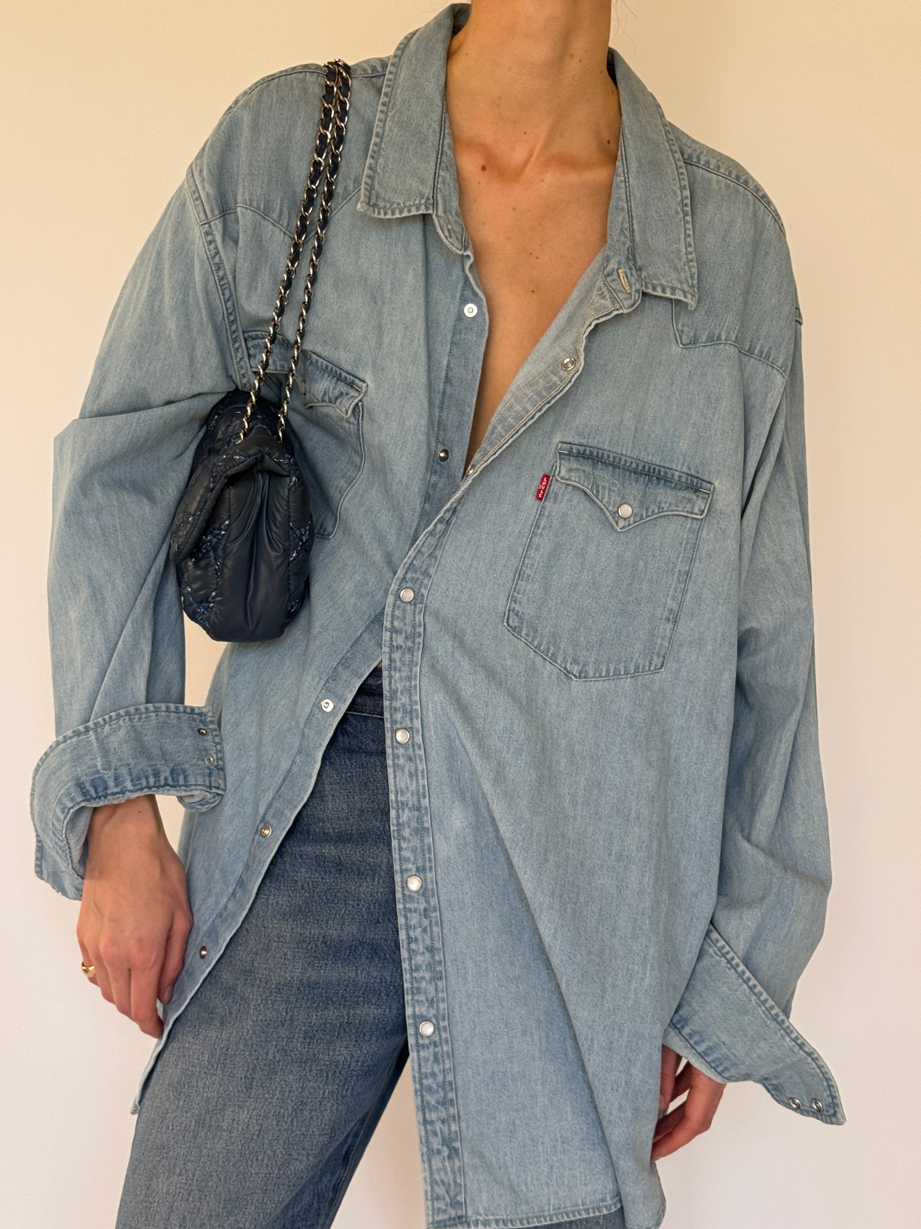 Vintage Levi’s denim shirt blue snap button detail
