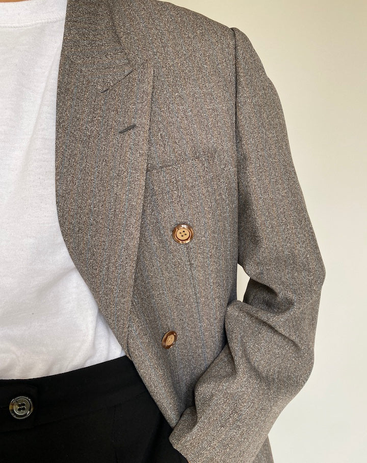 VINTAGE STRIPED DOUBLE BREASTED BLAZER 2167