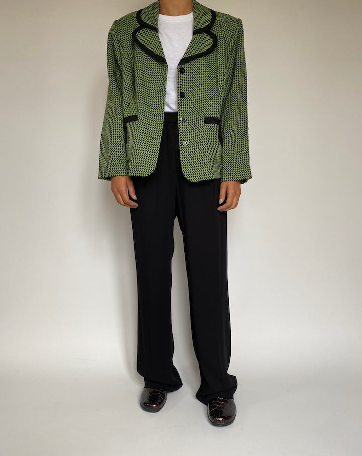 VINTAGE GREEN AND BLACK BLAZER 2168