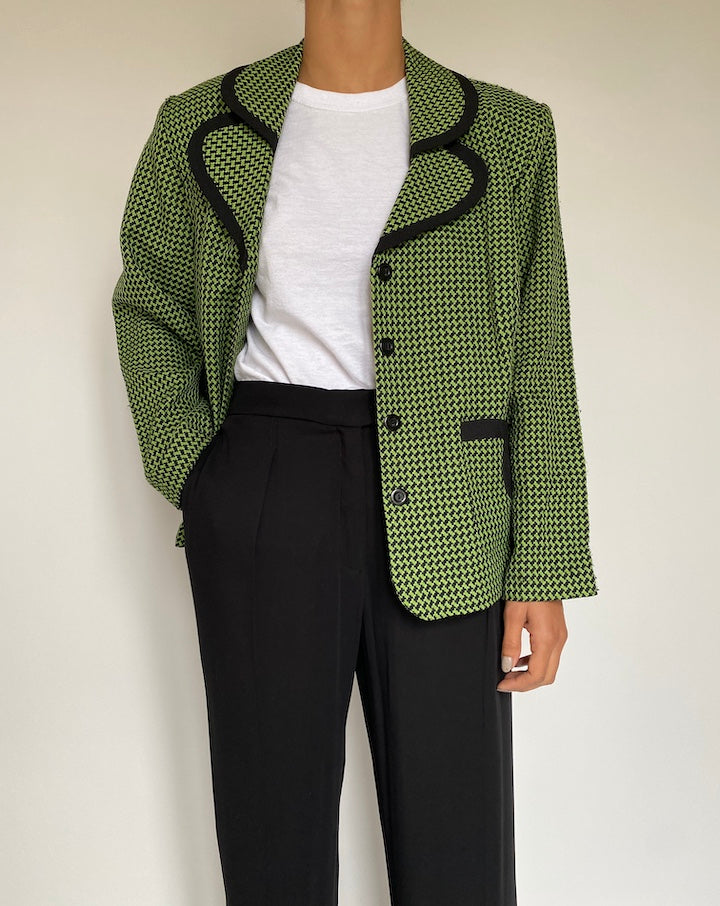 VINTAGE GREEN AND BLACK BLAZER 2168