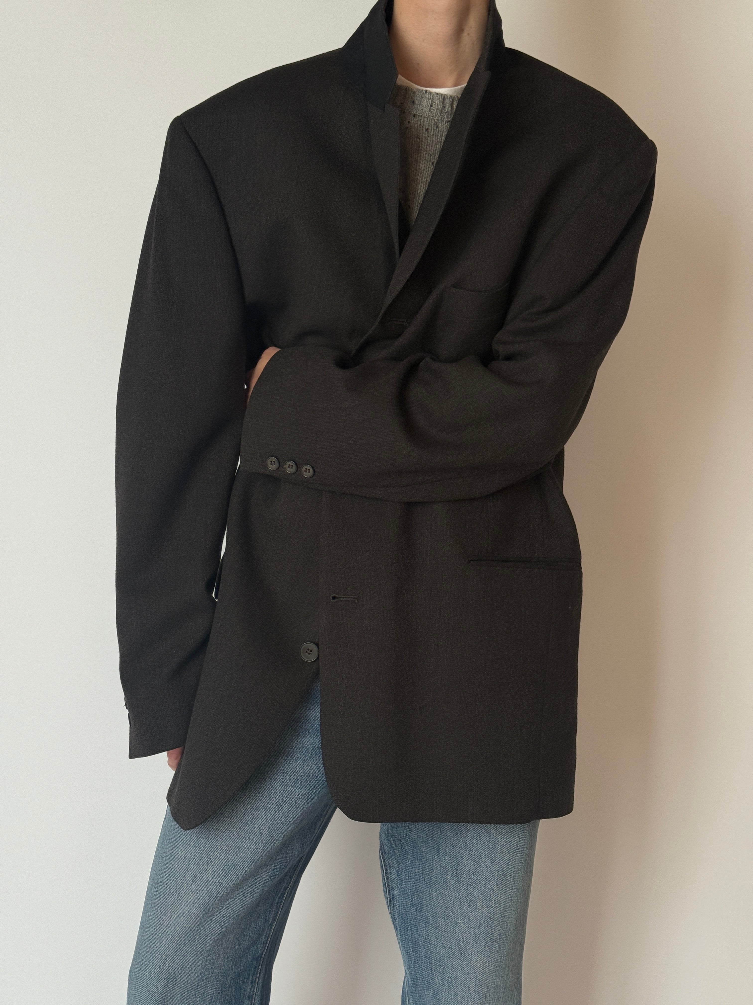 Vintage charcoal blazer front view