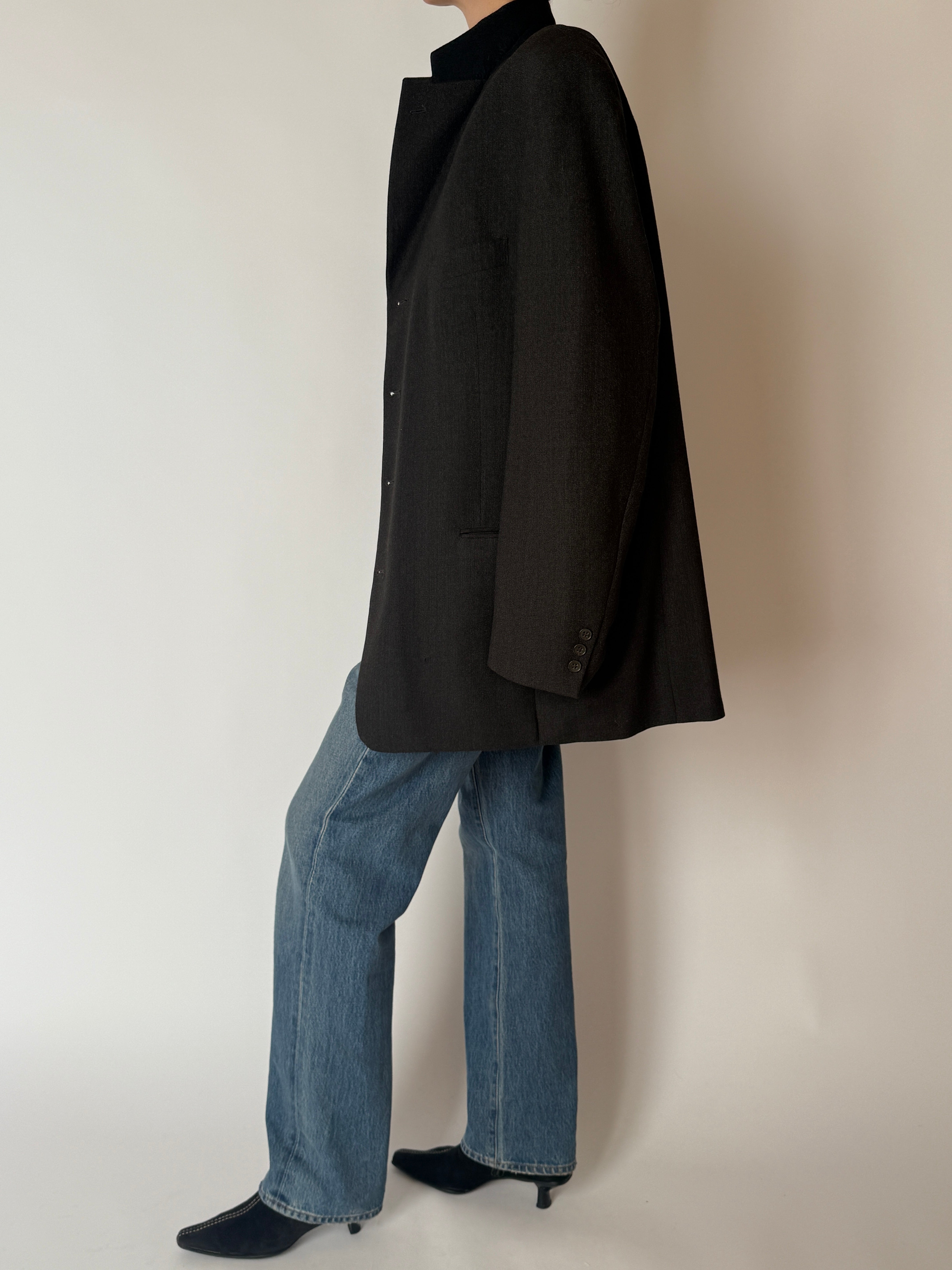 Vintage charcoal blazer side view