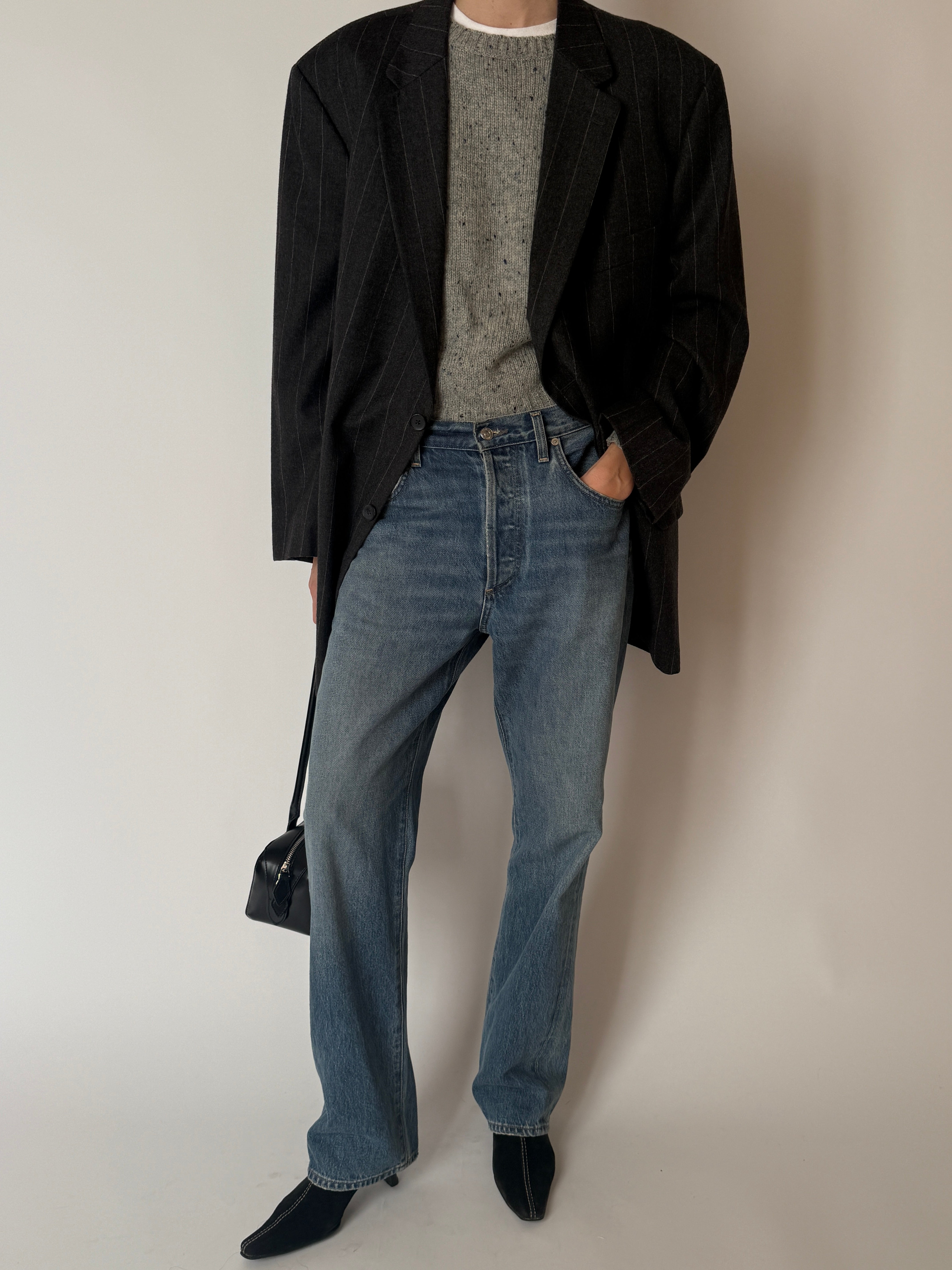 Vintage Calvin Klein pinstripe blazer front view