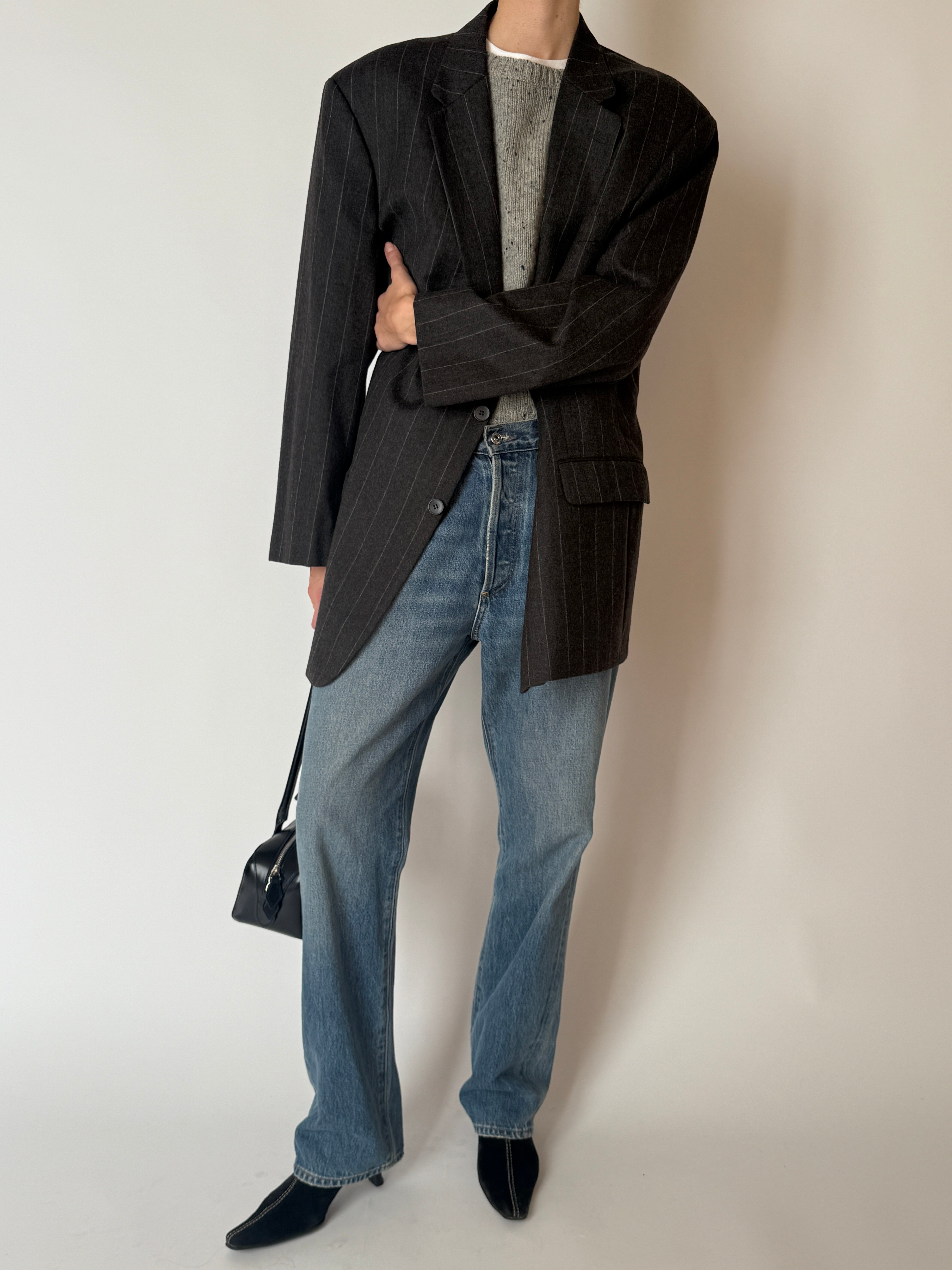 Vintage Calvin Klein pinstripe blazer button detail