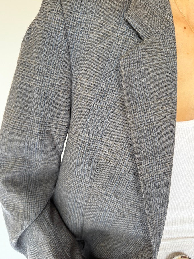 Vintage Houndstooth Blazer Grey 6017