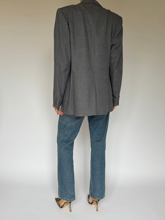 Vintage Houndstooth Blazer Grey 6017
