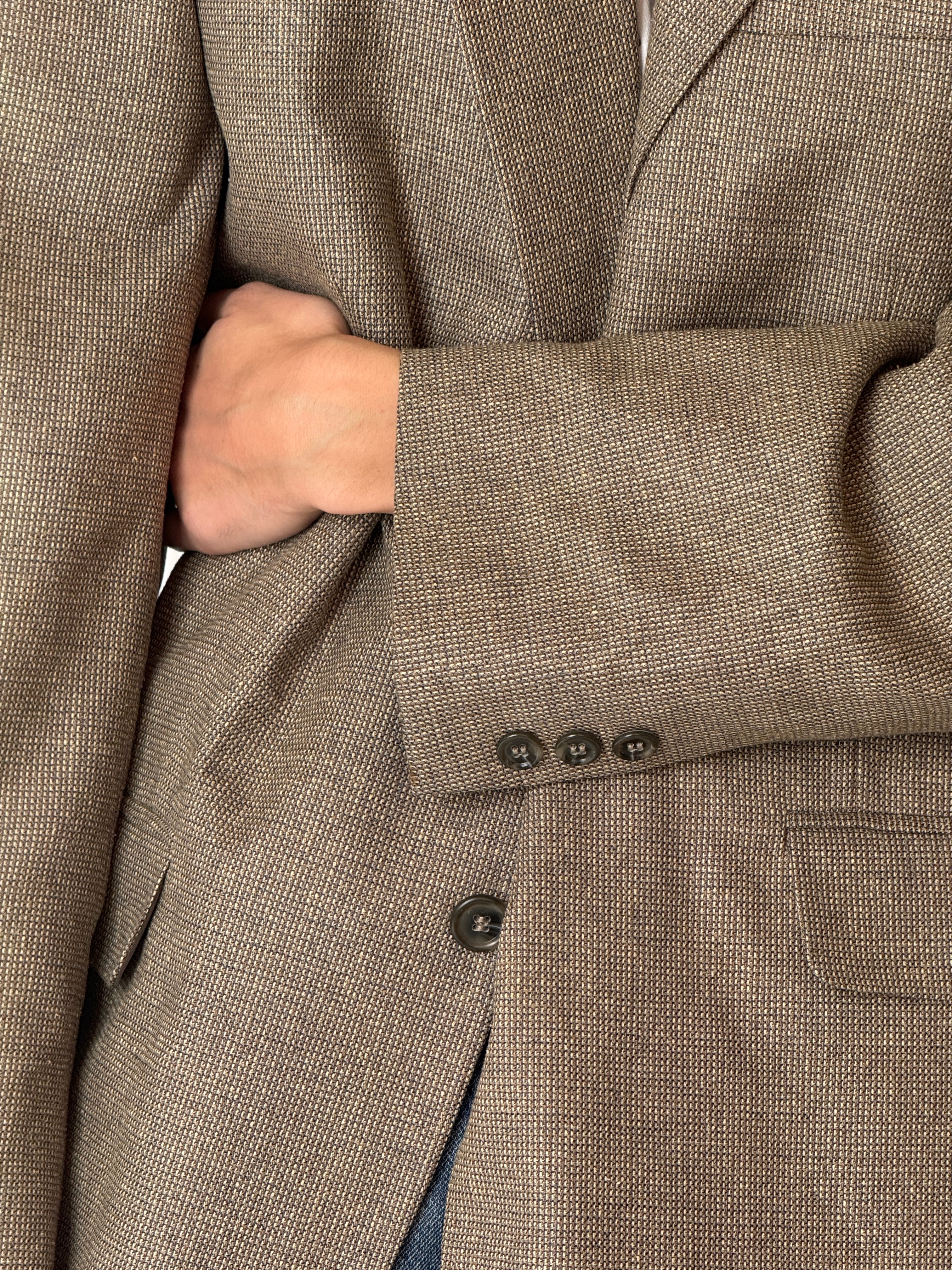 Vintage brown silk wool blazer lapel detail