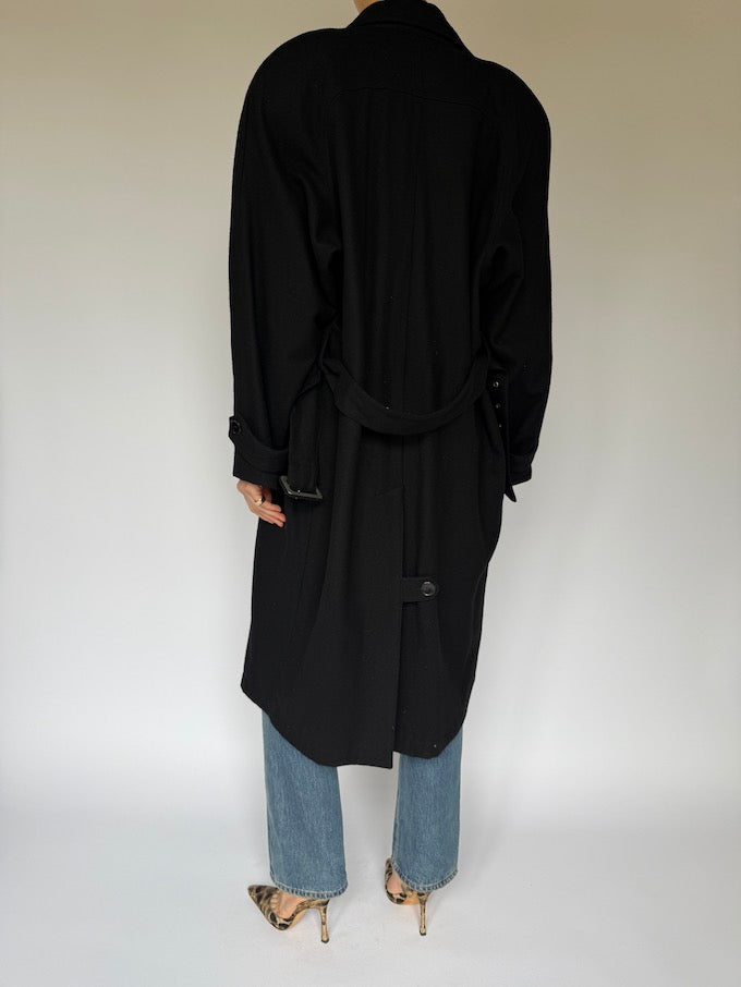 Vintage Long Wool Blended Coat Black 6009