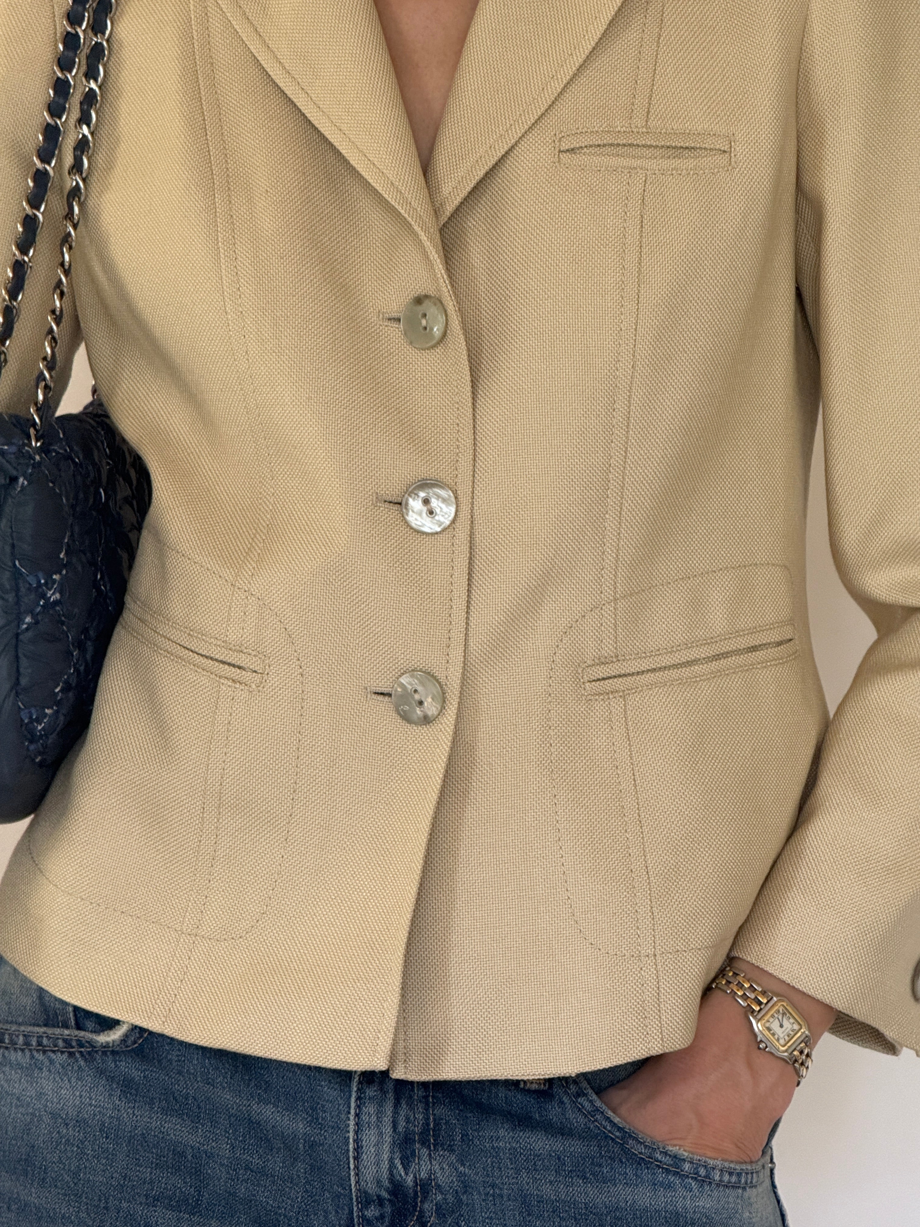 Vintage structured blazer close-up detail