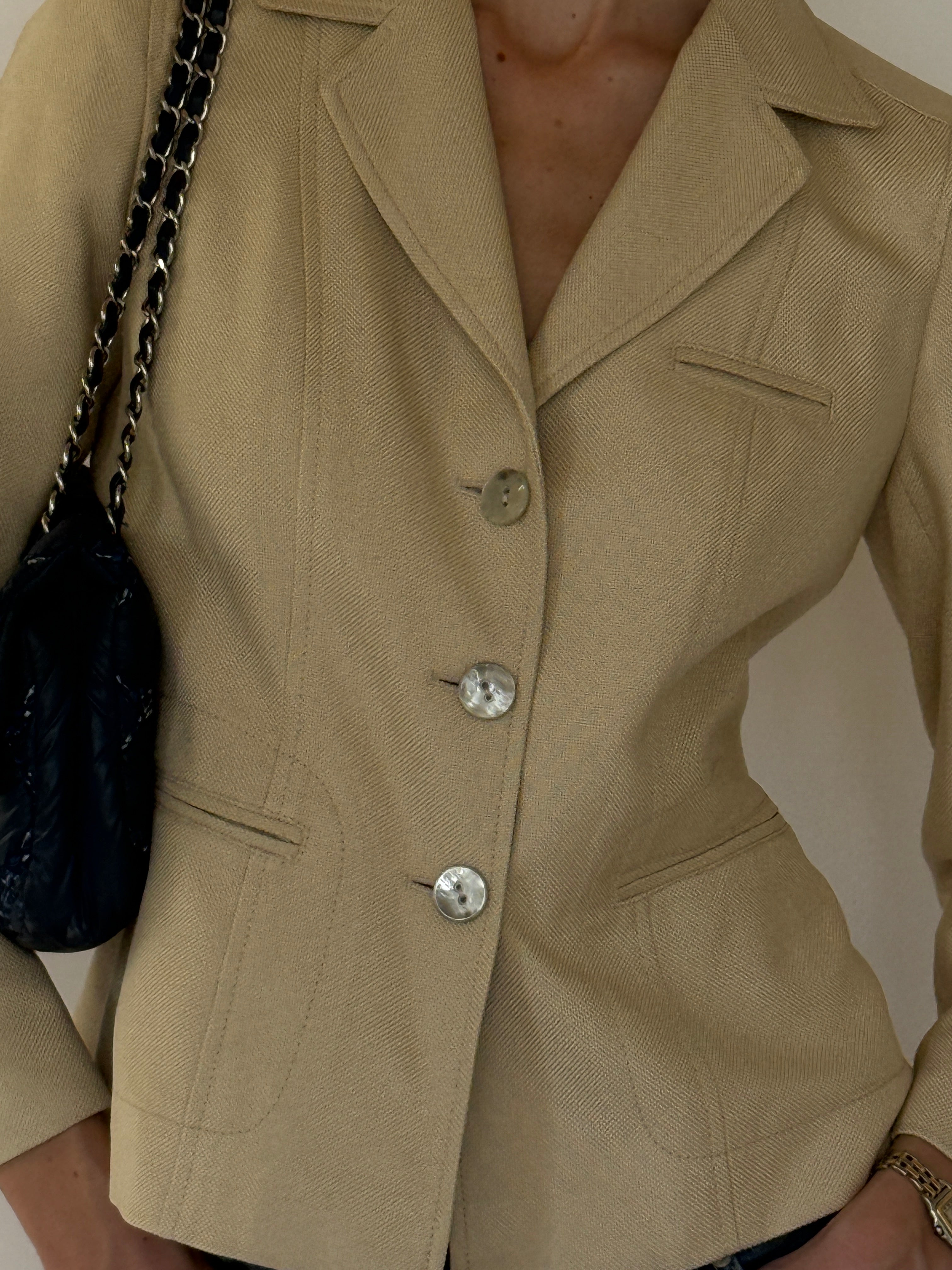 Vintage structured blazer close-up detail