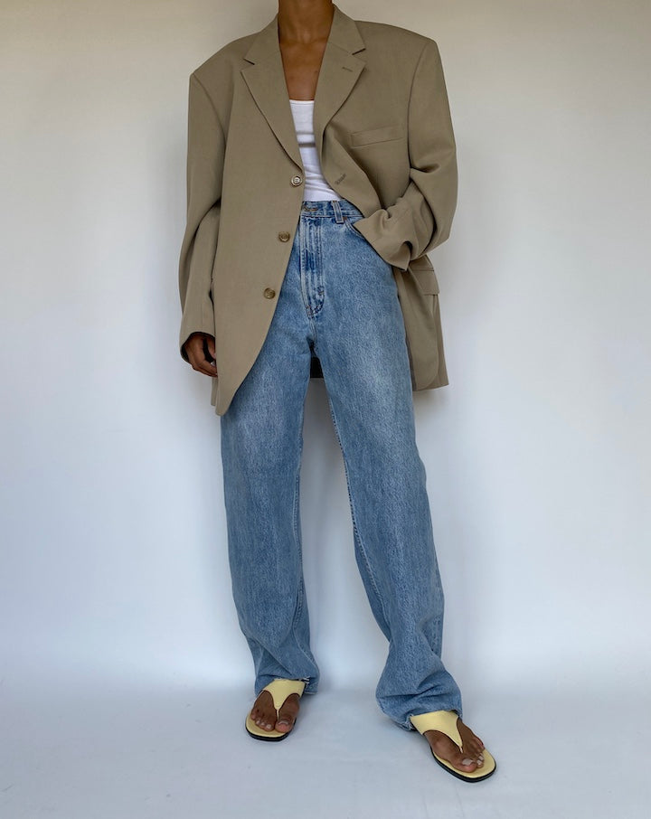 VINTAGE SINGLE BREASTED BEIGE BLAZER 3287