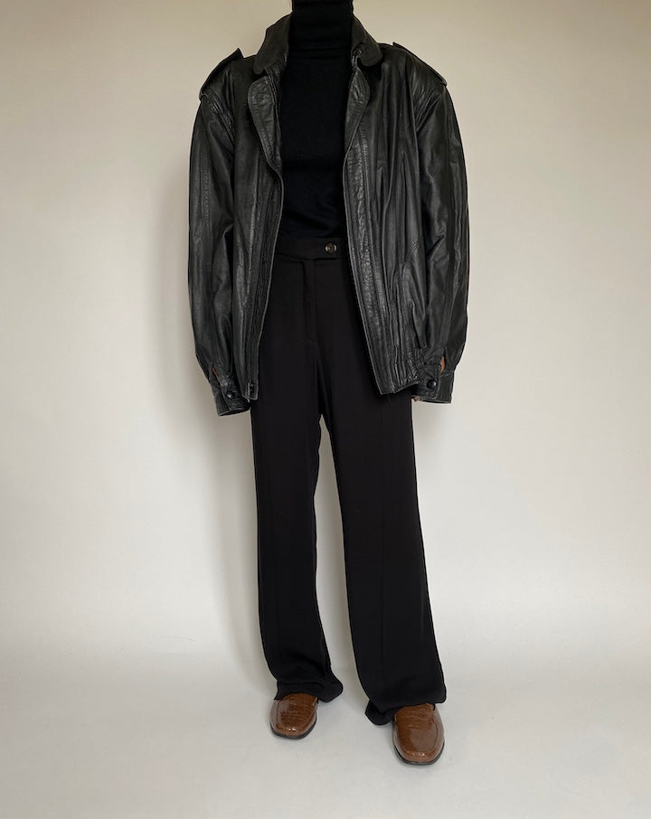 VINTAGE BLACK OVERSIZED LEATHER JACKET 2183