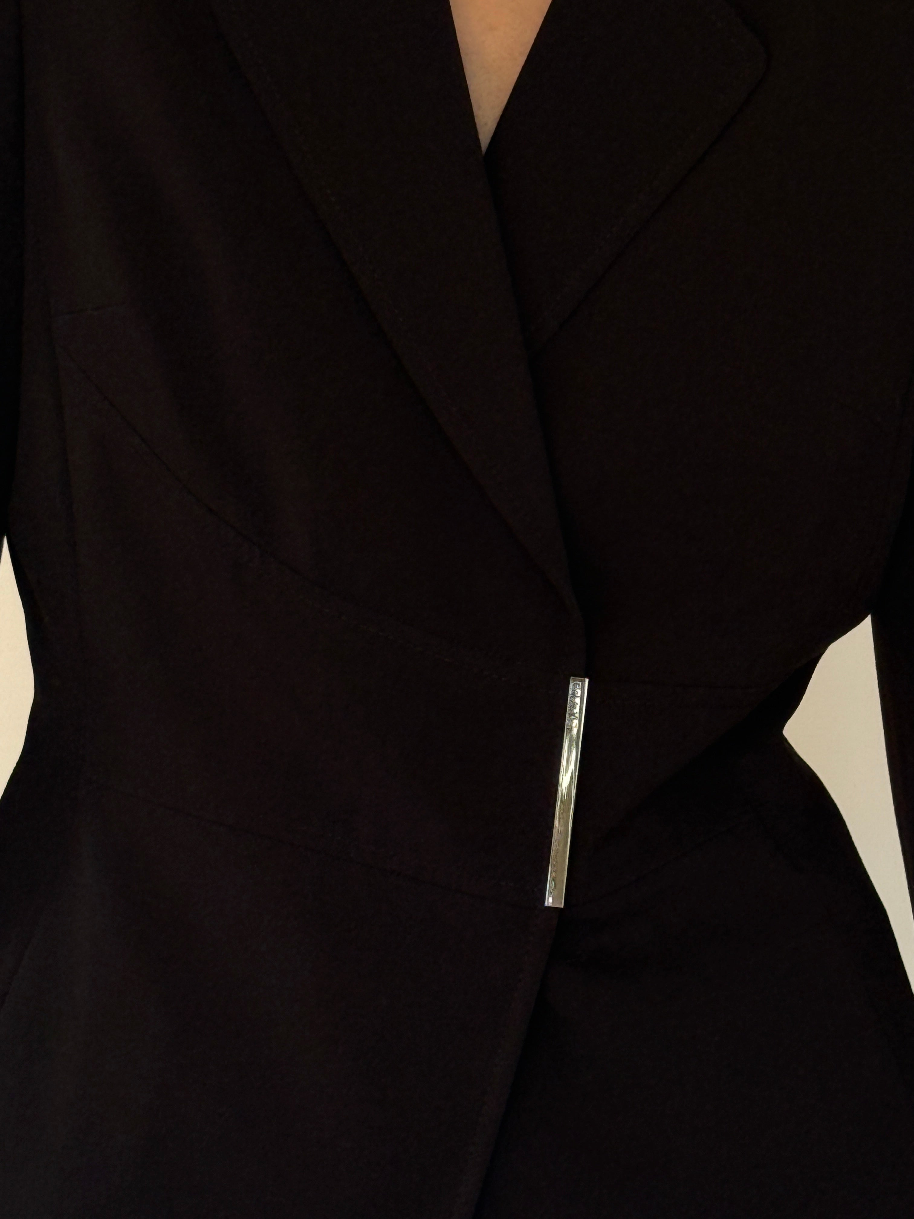Vintage Calvin Klein black blazer fabric close-up