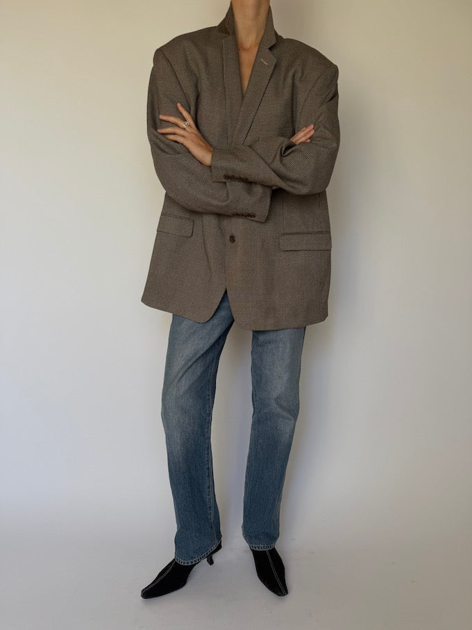 Vintage Wool Houndstooth Blazer 6592