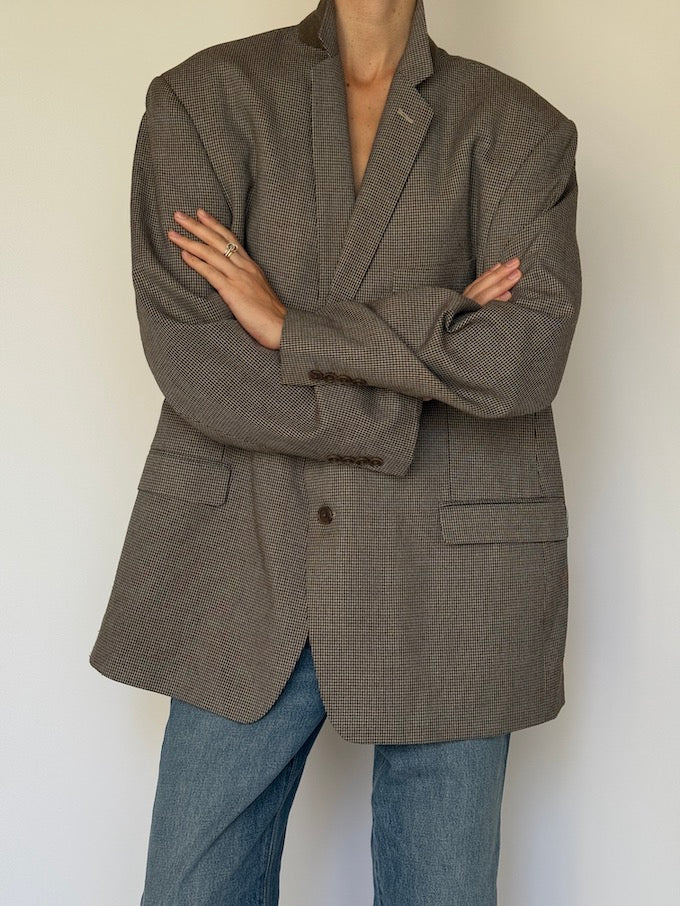 Vintage Wool Houndstooth Blazer 6592