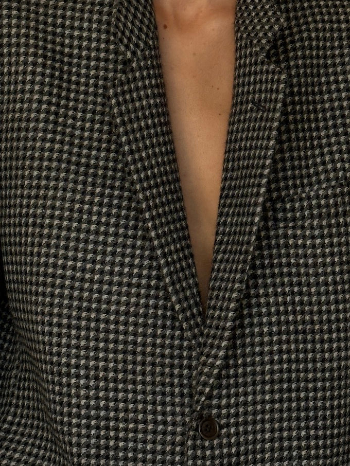 Vintage Houndstooth Wool Blazer 6594