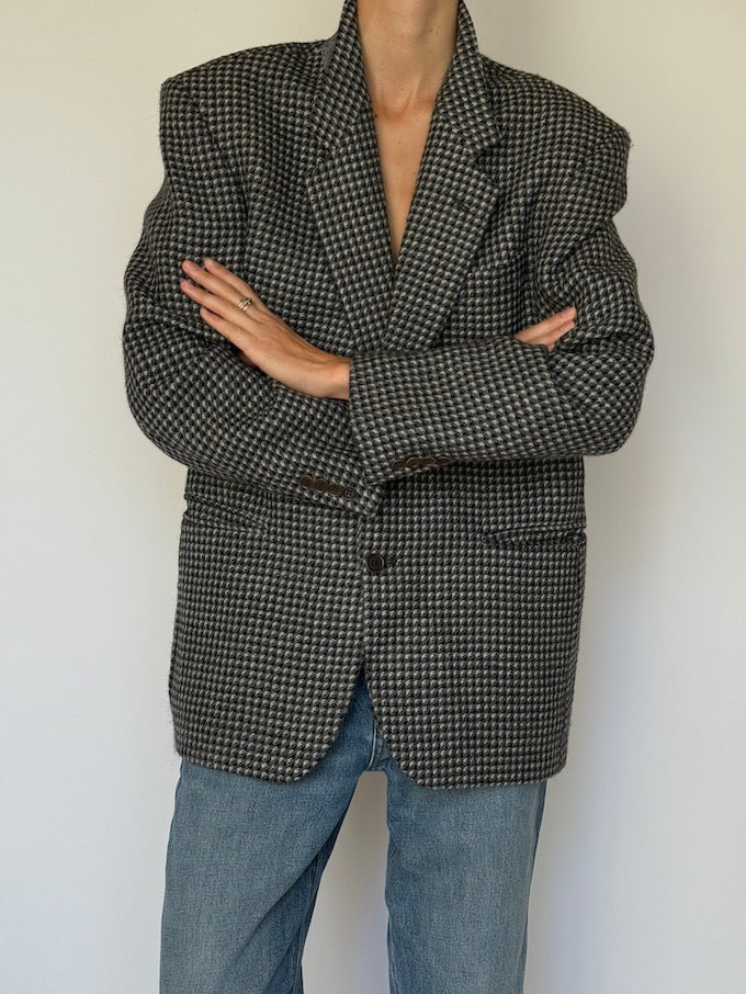 Vintage Houndstooth Wool Blazer 6594