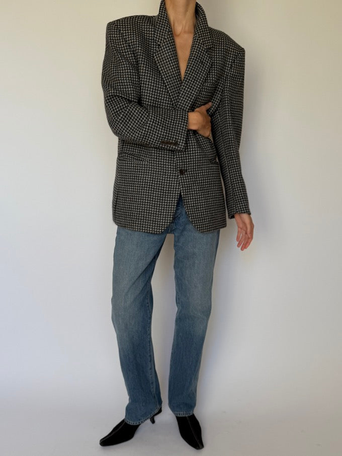Vintage Houndstooth Wool Blazer 6594