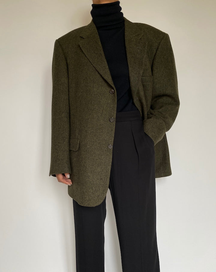 VINTAGE MOSS GREEN CAMEL HAIR BLAZER 2189