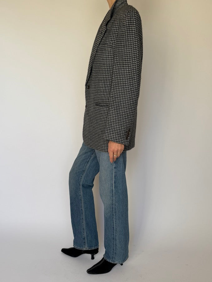Vintage Houndstooth Wool Blazer 6594