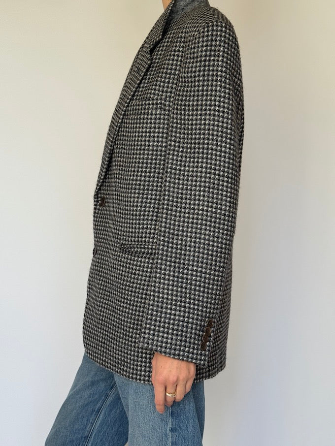 Vintage Houndstooth Wool Blazer 6594