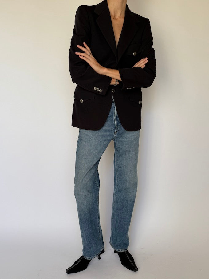 Vintage Structured Blazer Black 6595