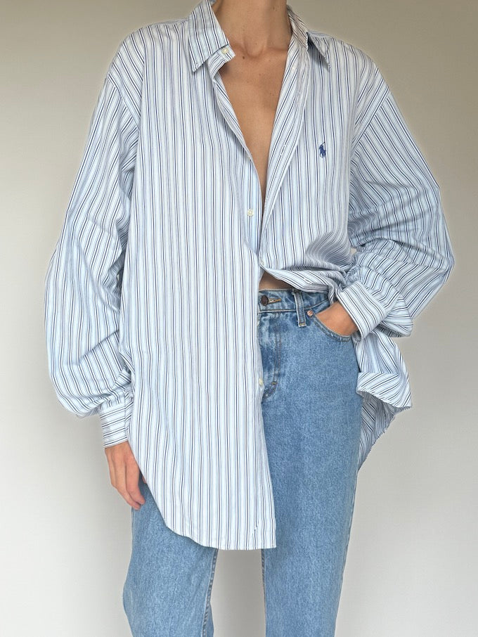 Vintage Striped Ralph Lauren Shirt Blue 6446