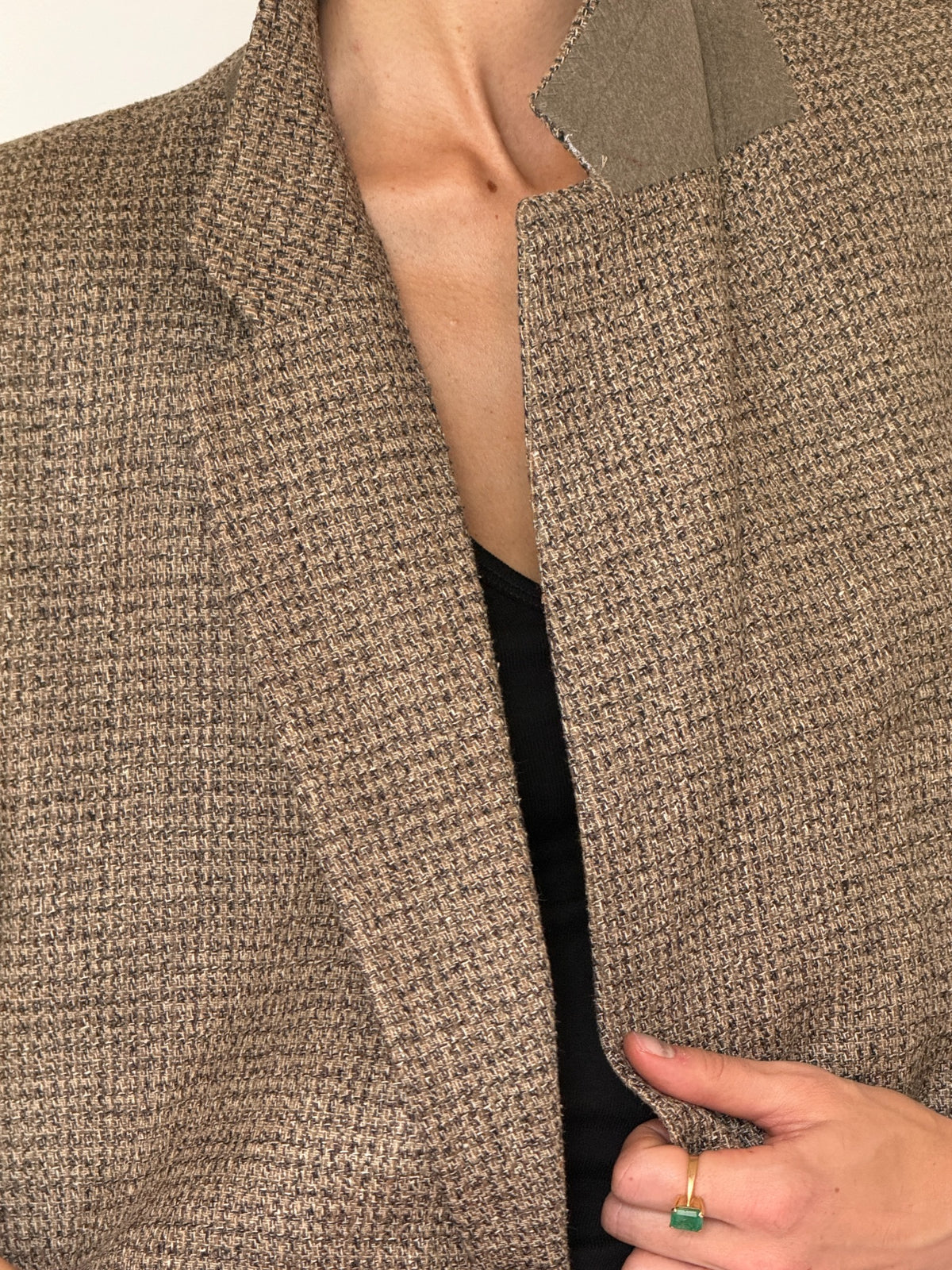 Vintage oversized silk blazer brown lapel detail