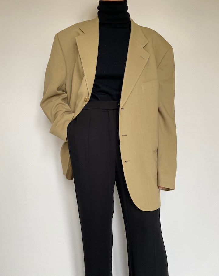 VINTAGE OVERSIZED BEIGE WOOL BLAZER 2194
