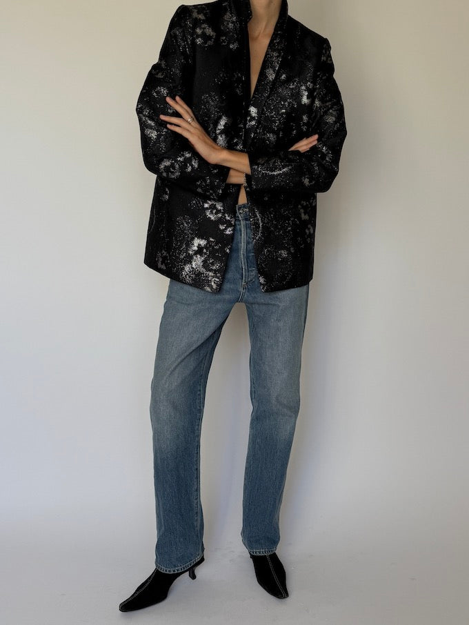 Vintage Floral Jacket Metallic & Black