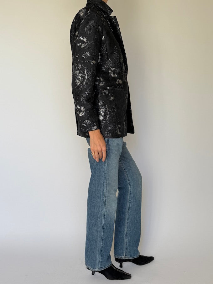 Vintage Floral Jacket Metallic & Black