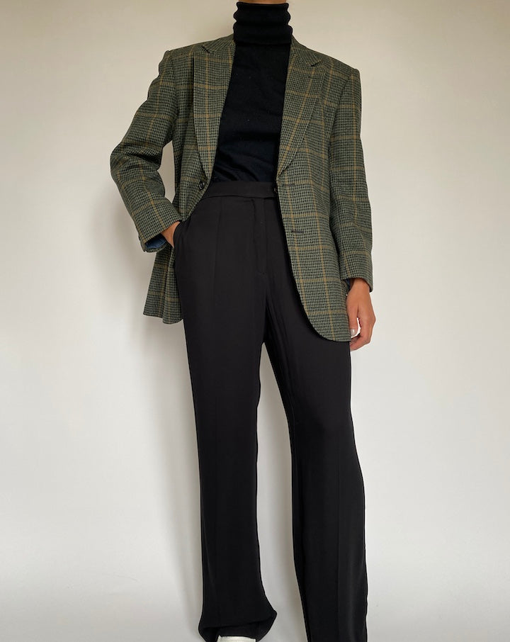 VINTAGE GREEN CHECKED BLAZER 2196