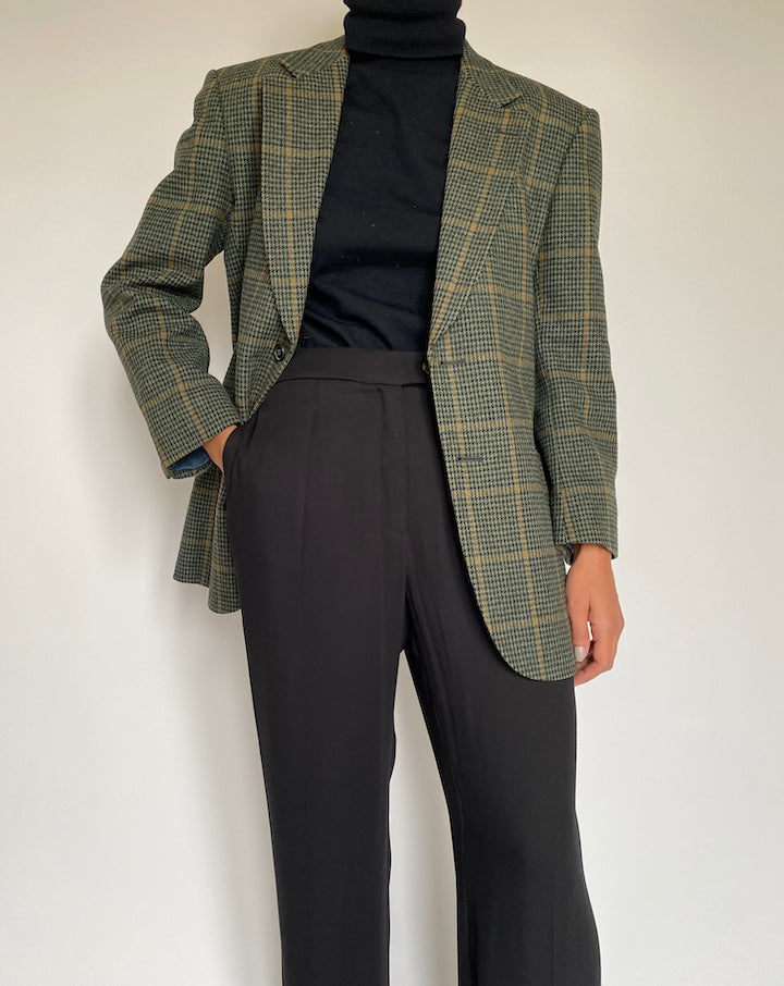 VINTAGE GREEN CHECKED BLAZER 2196