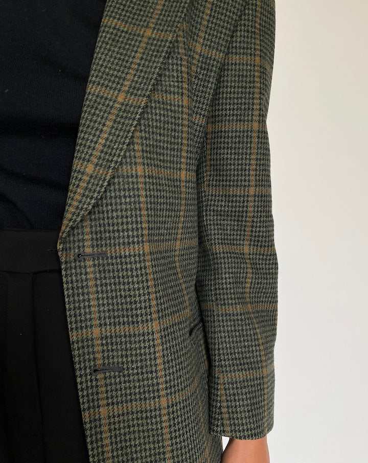 VINTAGE GREEN CHECKED BLAZER 2196